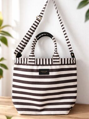 Henri Bendel brown  & White Striped Tote Bag